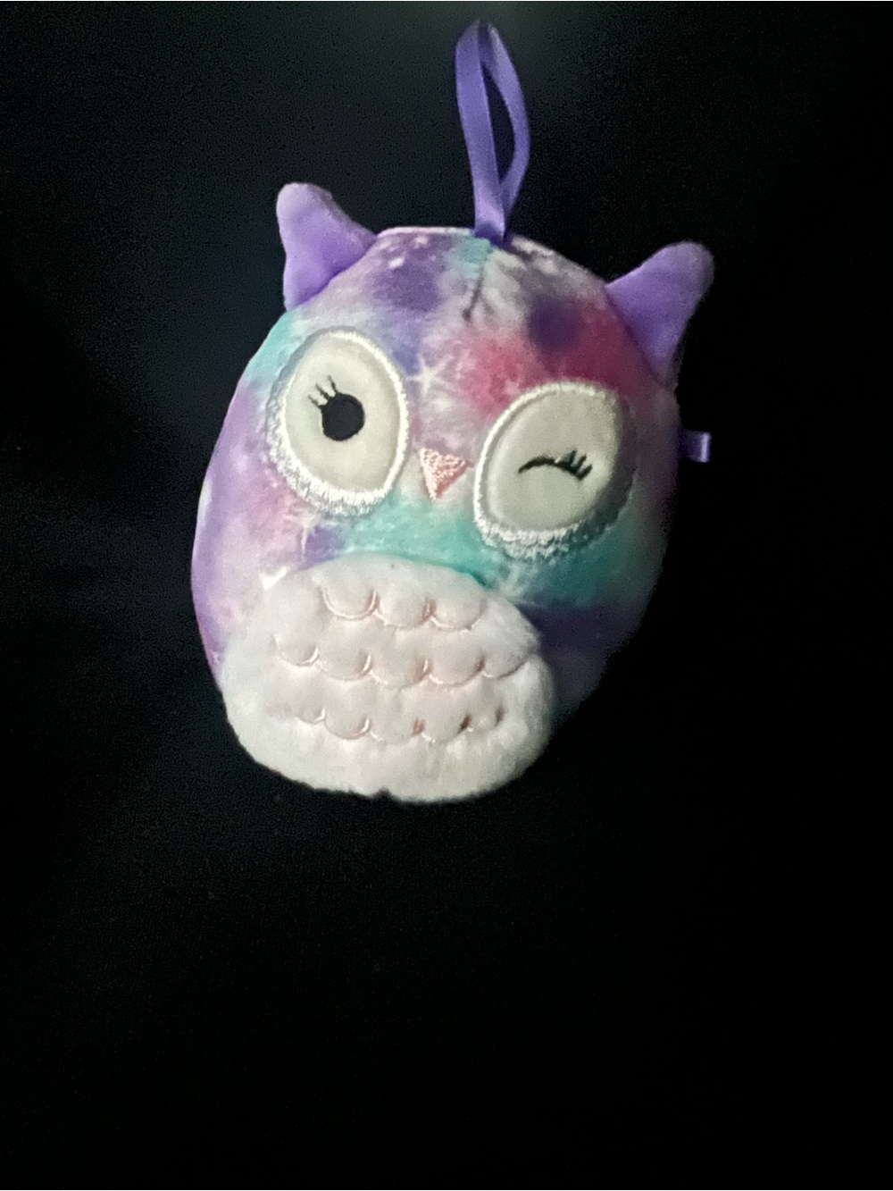 Squishmallows Solina the Owl Hanging Tie-Dyed Plush Toy-4”